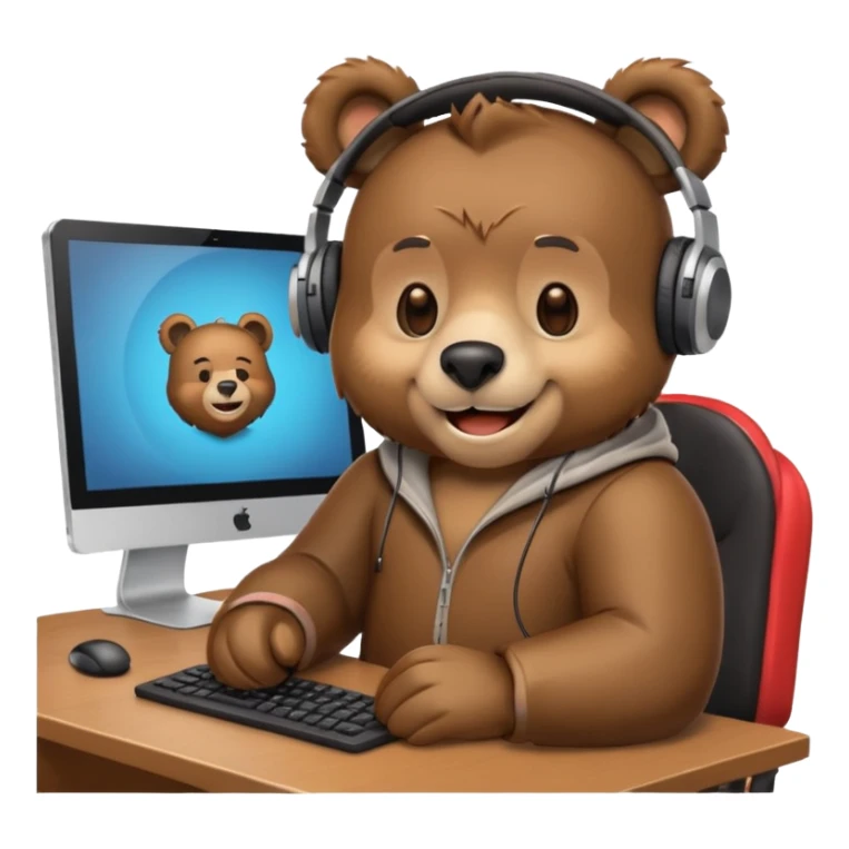 bear emoji playing and chilling pc cozy sticker