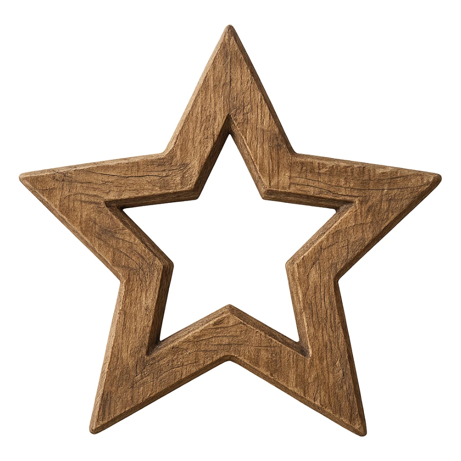 star with a wood texture, no background, transparent center sticker