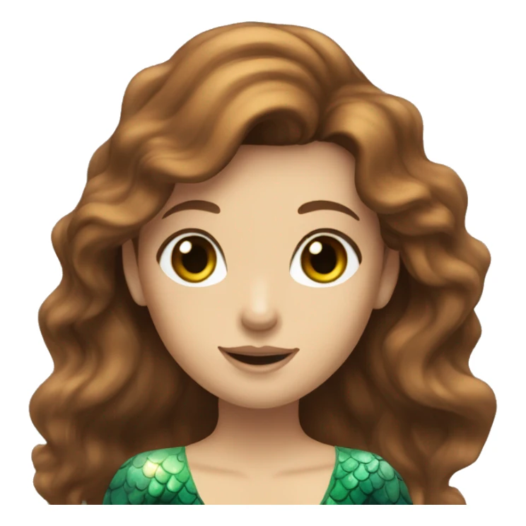 Mermaid, green eyes, brown hair sticker
