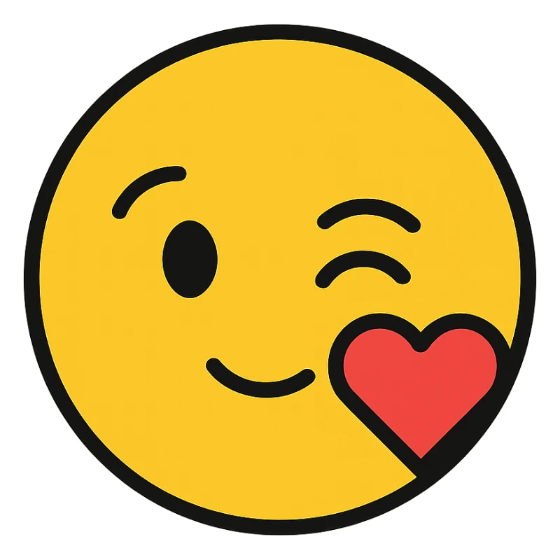in love emoji, winking with a heart, modern icon style sticker