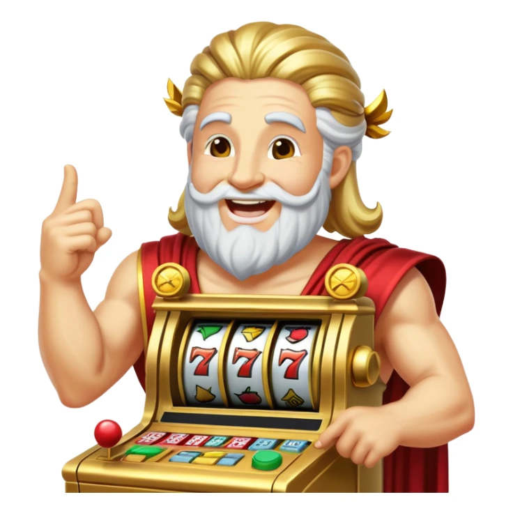 God zeus with casino slot machine, laughing  sticker
