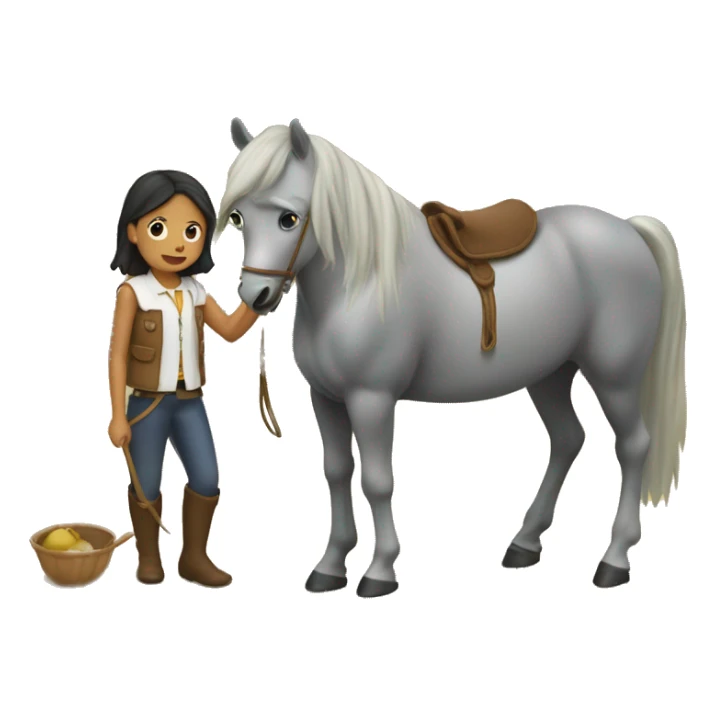 Niña  castaña montando a caballo sticker