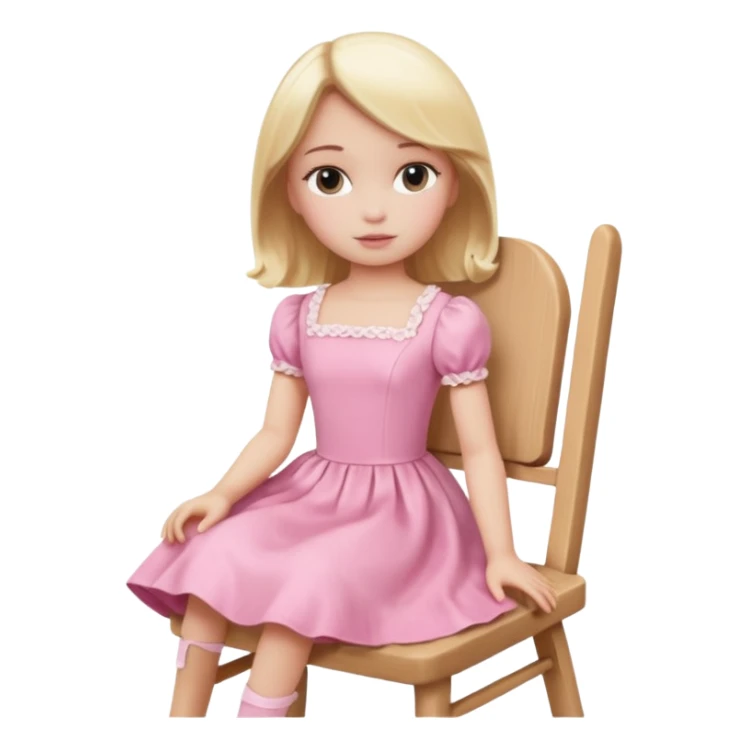 Blonde Doll wearing pink sitting On The Chair  sticker