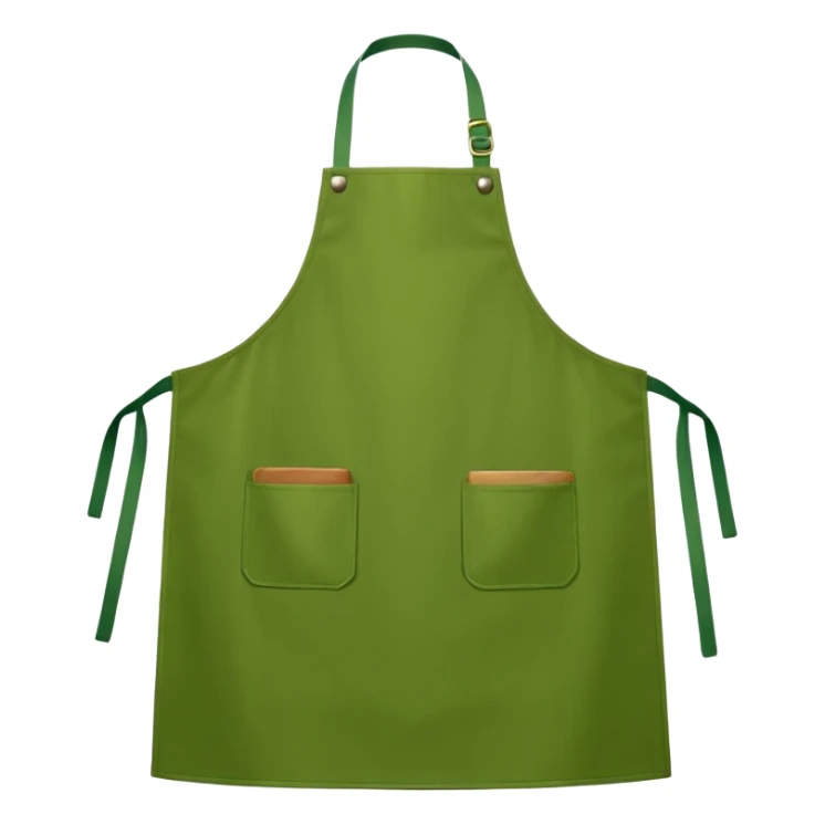 Generate an image of a green cooking apron sticker