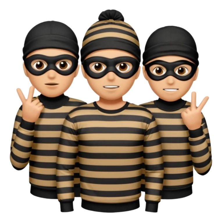 A 3 theif robbers emoji,Stripped shirt,eye mask, black head. sticker