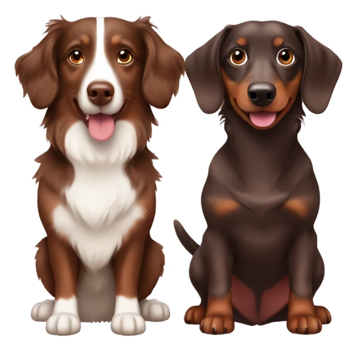 Chocolate Australian Shepherd and Chocolate Dapple Dachshund together sticker