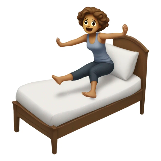 Woman falling from bed to floor sticker