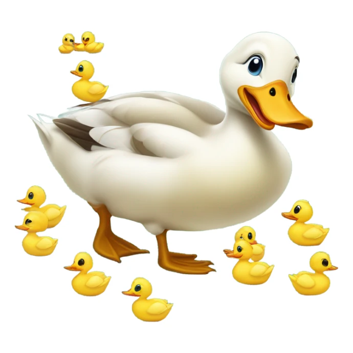 Duck eggs hatching with mama duck and both baby ducks and mama duck opening their mouth excitedly and happily sticker