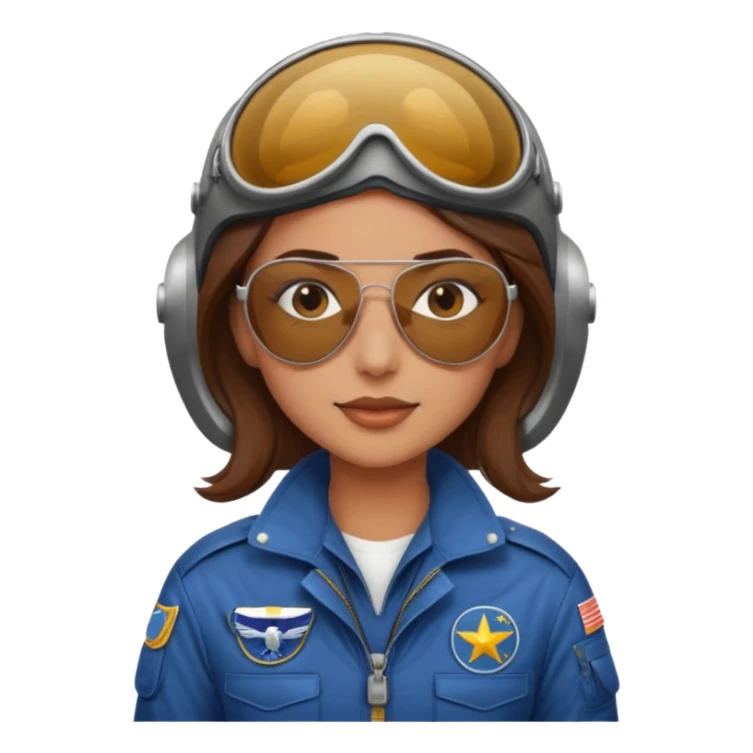 A female pilot with medium skin and tied-back brown hair sticker