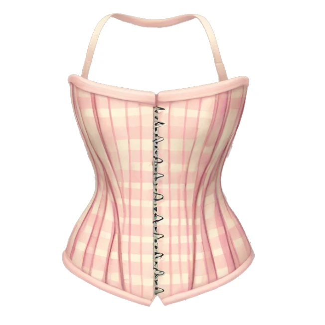 Cream pink plaid corset sticker