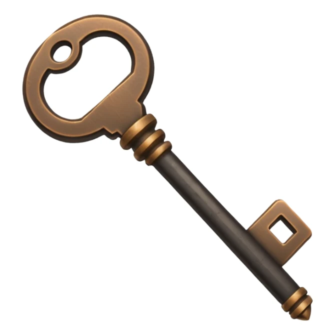 iOS style emoji, minimal ancient key, dark fantasy sticker