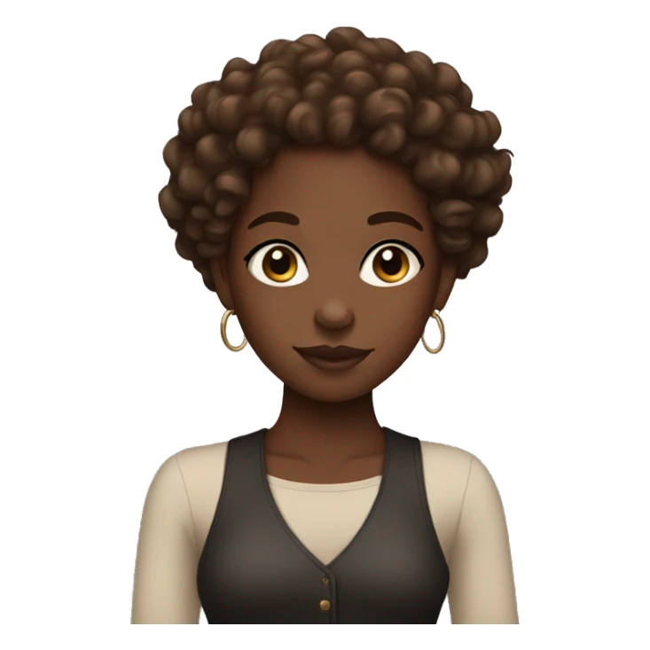 Black brown skin girl with curls sticker