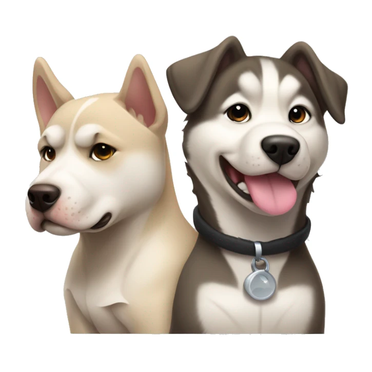 Alaskan Malamute and beige pit bull puppy next to each other sticker
