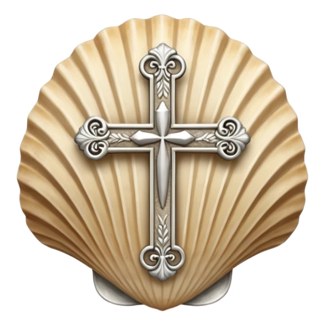 Camiño shell with Santiago cross sticker