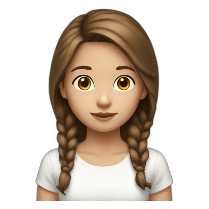 Kid Girl Brown hair white sticker