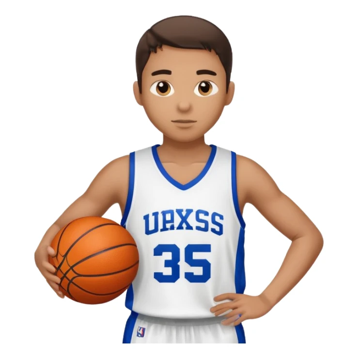 Giocatore basket con il pallone con il numero 35 e completino azzurro e bianco sticker