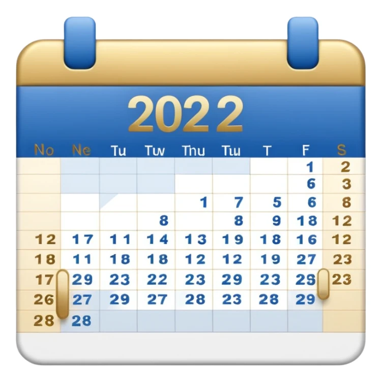 no generate an ios style background free calender, blue and gold and white with the date 22 november highlited sticker