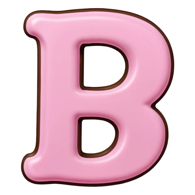 “Single pink bubble letter D, white outline, bottom dipped in chocolate with pink frosting drizzle, kawaii style, glossy, soft shading, clean outline, transparent background, Discord emoji size” sticker