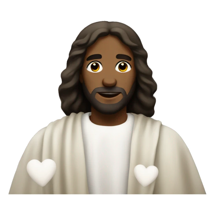 Black Jesus Christ with white hearts surrounding him sticker