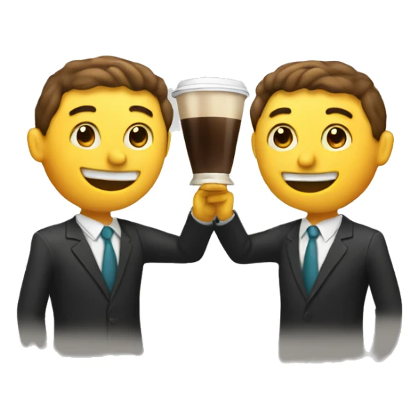 toasting with two cups of coffee sticker