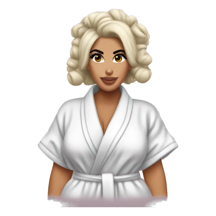 Kim kardashian in a bathrobe with hair rollers in her hair sticker