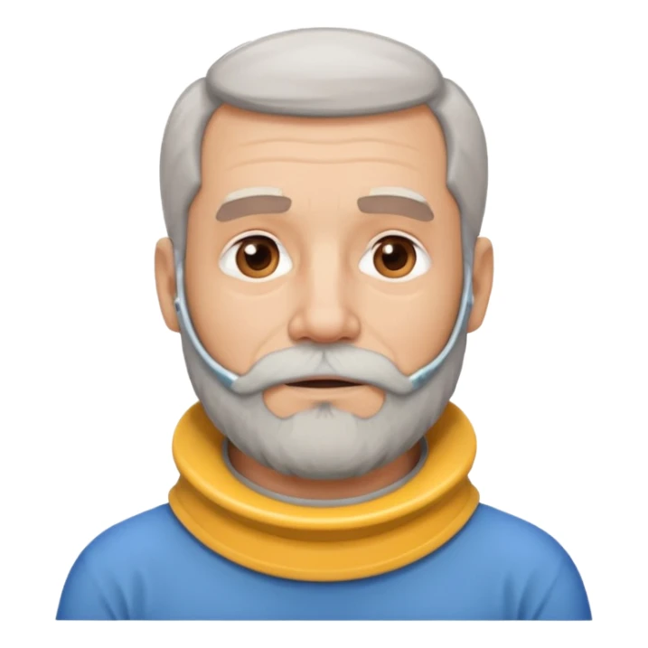 Older man with a beard and a neck brace sticker