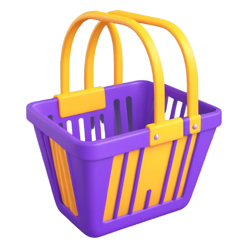 purple 3D shopping basket sticker