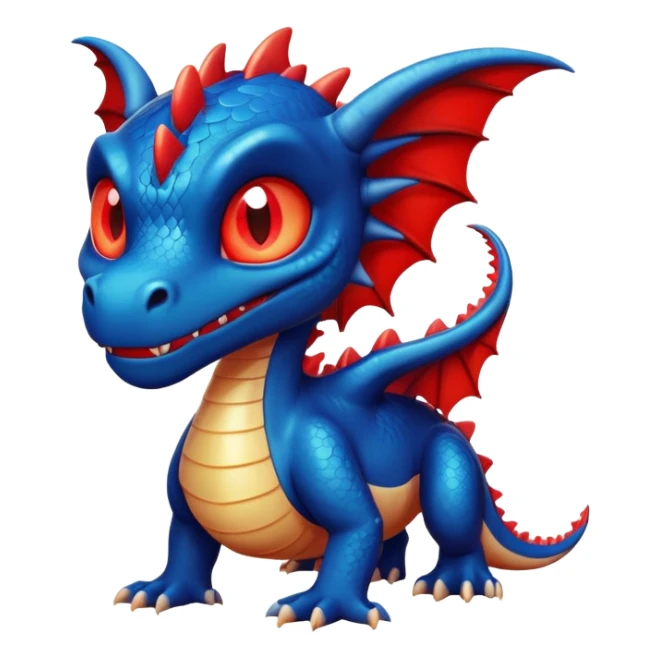 Dragon with glowing red eyes looking possessed, wearing blue swimming trunks sticker