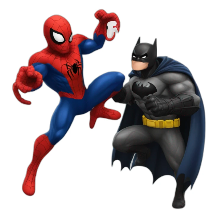 Spider-Man and Batman fighting bane and venom sticker