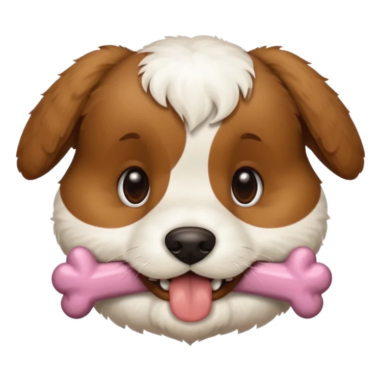 puppy face with bone in mouth sticker