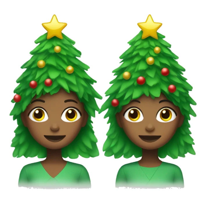 two girls dressed as christmas trees  sticker