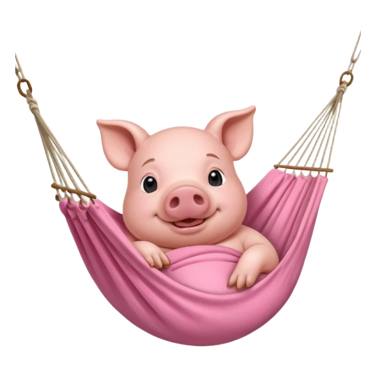 A pig lying in a hammock, fully relaxed, portrait, bust up sticker