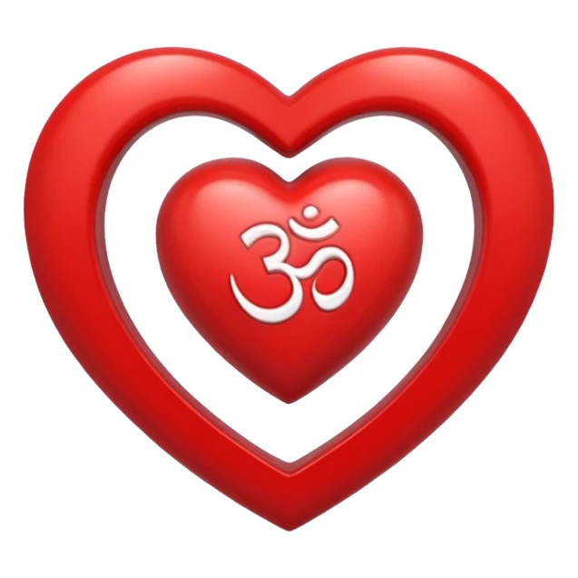 a red heart with a white om sign in the middle sticker