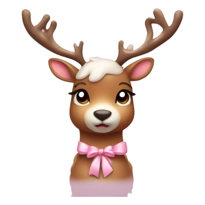 Cute reindeer with light pink bow and lights on horns  sticker