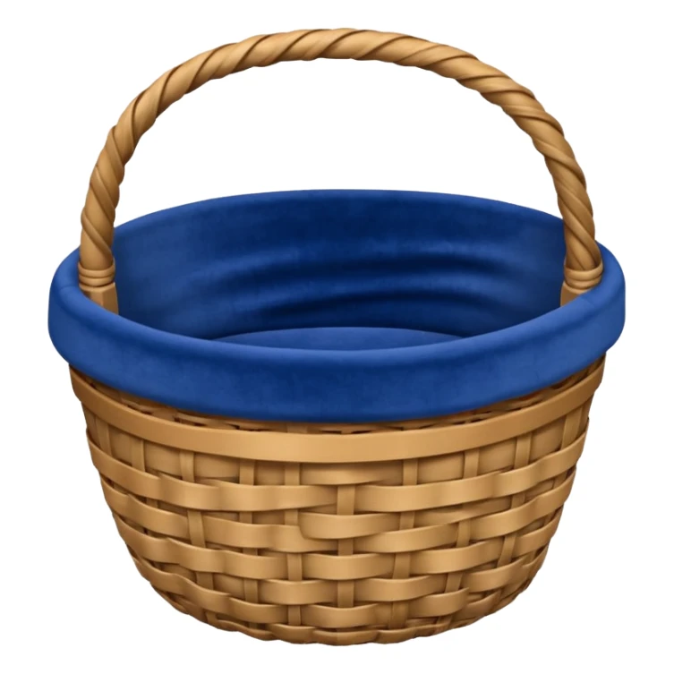 Basket with blue velvet fabric sticker
