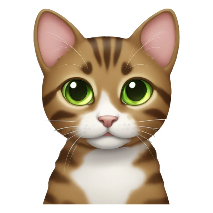 green eye, brown tabby girly cat whole body sticker