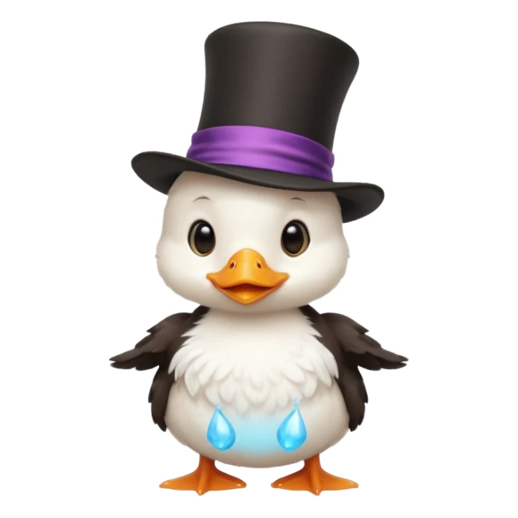 white baby duck with magician hat
 sticker