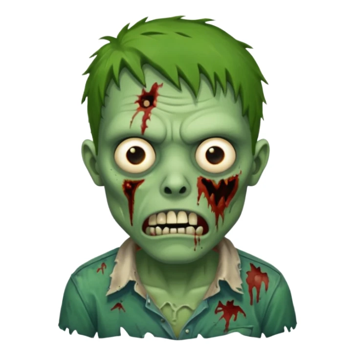 a super cute zombie green with shirt, look sad but not danger

 sticker