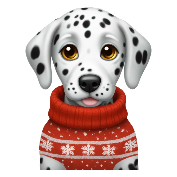 fluffy Dalmatian puppy in christmas sweater  sticker