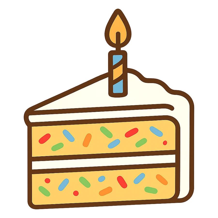 flat toon slice of funfetti birthday cake sticker