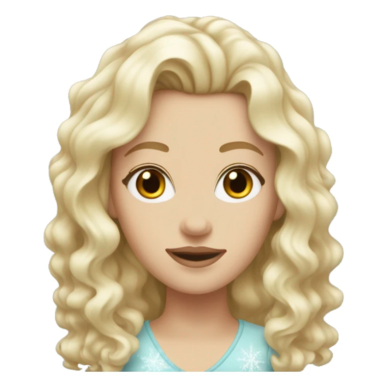 White girl with blonde wavy hair covered in ice  sticker