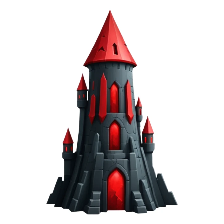 iOS sticker, dark fantasy tower, monochrome red, minimal sticker