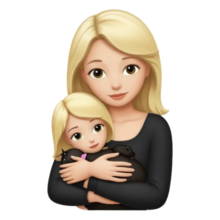 blonde woman hugging black petit brabançon  sticker