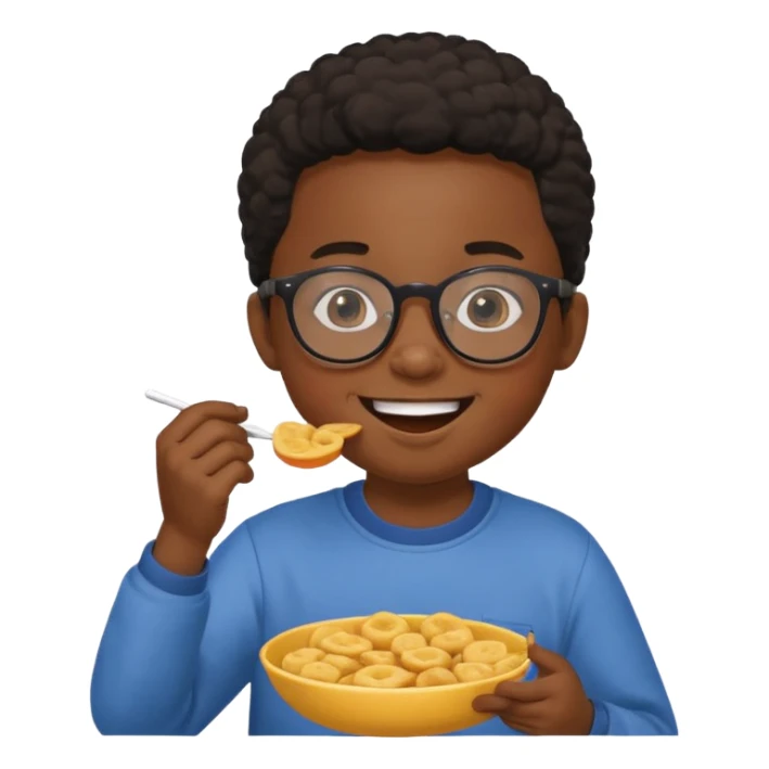 snack holding black kid with glasses on eyes sticker