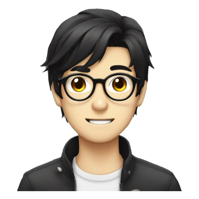 Anime Boy with glasses and black hair sticker