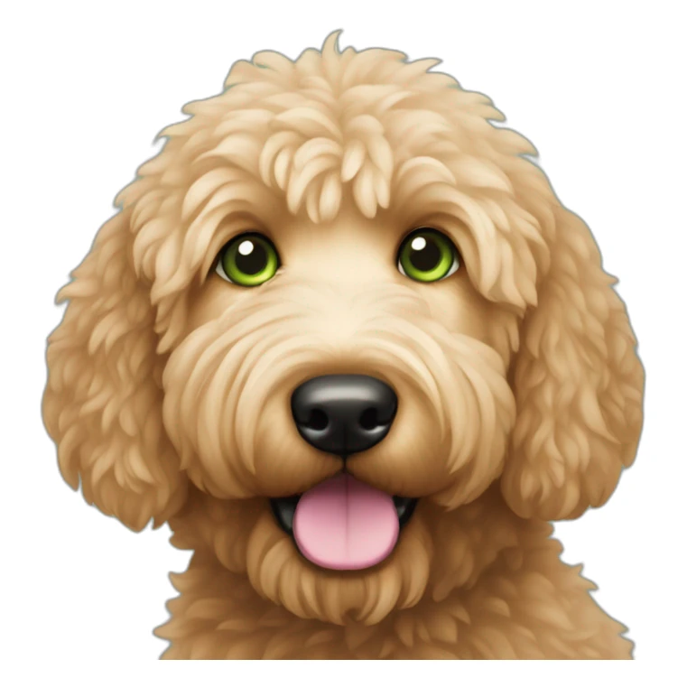 golden doodle green eyes pink nose sticker