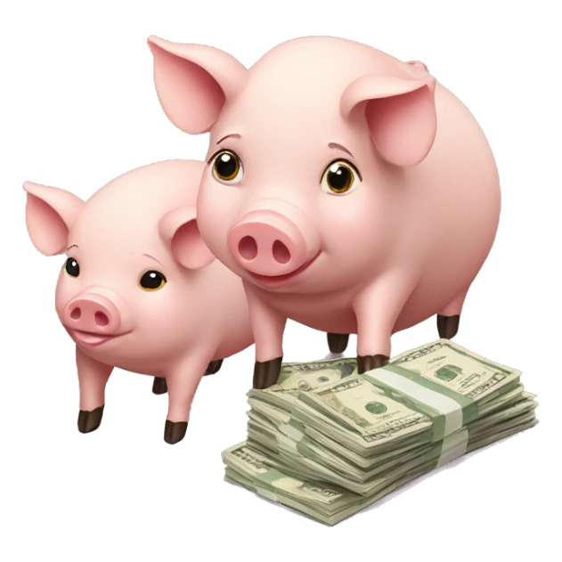 family of pigs eating cash sticker