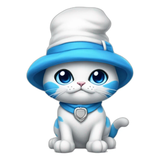 blue smurf cat in white hat and in white pants and boots sticker