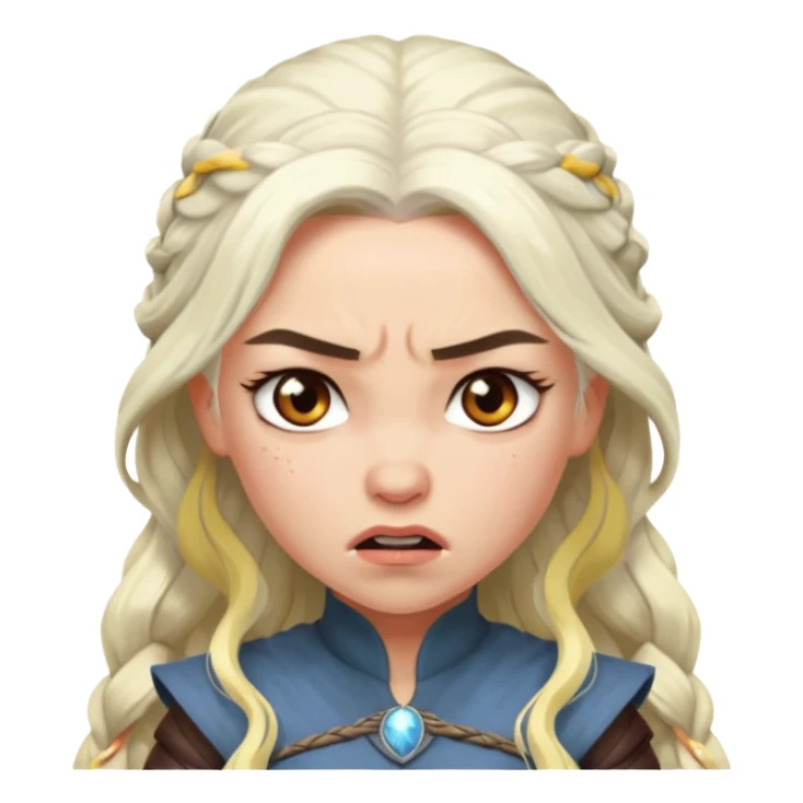 Daenerys Targaryen ANgry from Games of throne character face only younger sticker