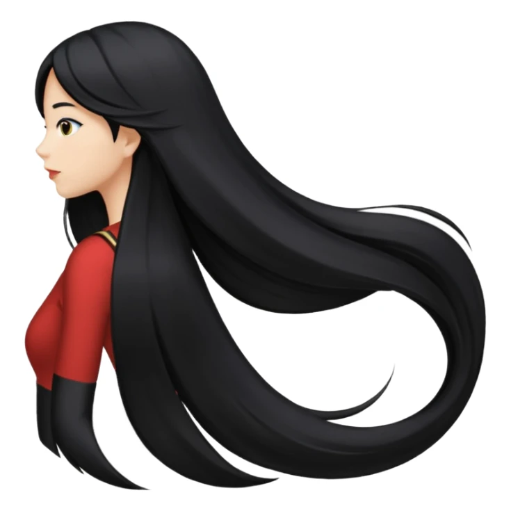 back view of long black hair sticker